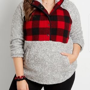 Maurice's Gray & Buffalo Plaid Fleece